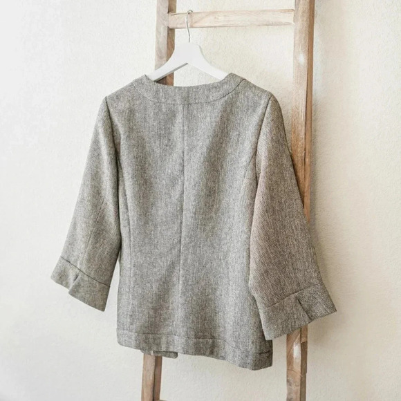 COLDWATER CREEK CROPPED BLAZER SZ 12 METALLIC THREAD GOLD HARDWARE 3/4 SLEEVES - Picture 7 of 11